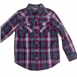 Boy's Arizona Black & Red Plaid Button Up Shirt